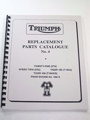 Triumph 1961 62 63 500 Twin replacement parts book 3TA 5TA T100A T100S/S catalog