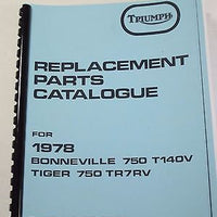 Triumph replacement parts book 1978 Bonneville 750 T140V Tiger TR7RV 99-7003 USA