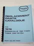 Triumph replacement parts book 1978 Bonneville 750 T140V Tiger TR7RV 99-7003 USA