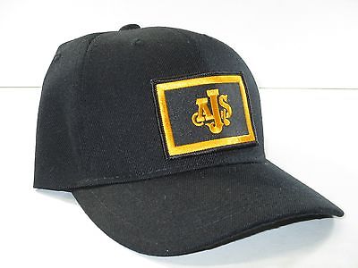 AJS hat vintage motorcycle baseball ball cap black and gold NEW adjustable back