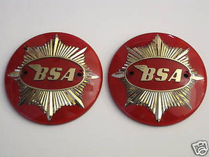 BSA gas tank BADGES red & gold 65-8193 badge set pair UK Made high quality