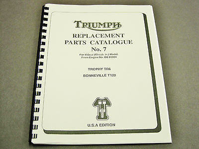 Triumph TR6 T120 Replacement Parts Catalogue No7 manual book 1969 650 99-0882