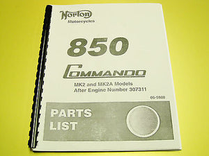 Norton Commando 850 parts list spares manual book MKII MKIIA 06-5988