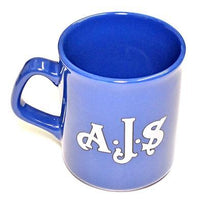 AJS Mug 10oz coffee cup ceramic motorcycle logo A.J.S Blue UK Made