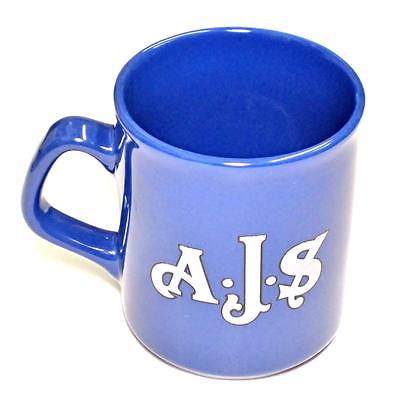 AJS Mug 10oz coffee cup ceramic motorcycle logo A.J.S Blue UK Made