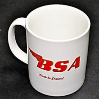 BSA Mug 10oz coffee cup ceramic motorcycle logo White Red UK Made