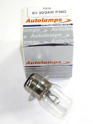312 6v headlight bulb 30/24W Watt P36D Triumph Norton BSA lamp LLB312