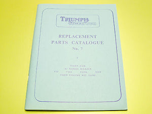 Triumph Tiger Cub Replacement Parts Catalogue list spares manual book T20 No.7
