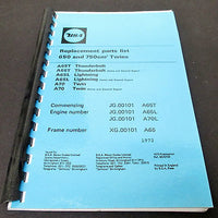 Replacement Parts Catalog manual mini book spares 1972 BSA 650 A65 750 A70