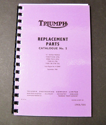 Triumph parts book 1964 500 twin C range 3TA 5TA T90 T100