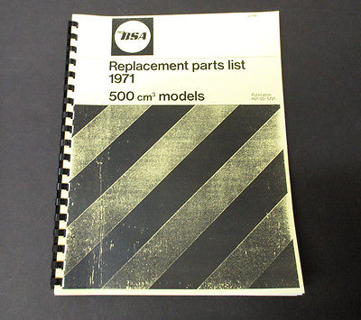 BSA B50 500 Replacement Parts Catalogue spares list manual book 1971 00-5721