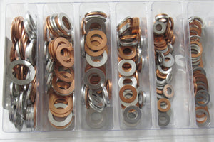 Oil drain plug washer set aluminum & copper motorcycle auto truck service kit