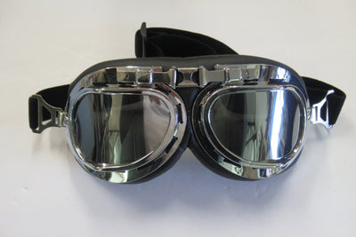 Goggles chrome motorcycle Auto Uk style classic goggle curved lens