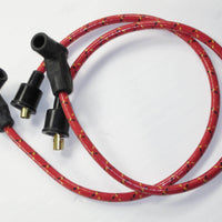 Norton P11 Ranger spark plug wires red woven cloth copper vintage style wire set 20" Matchless