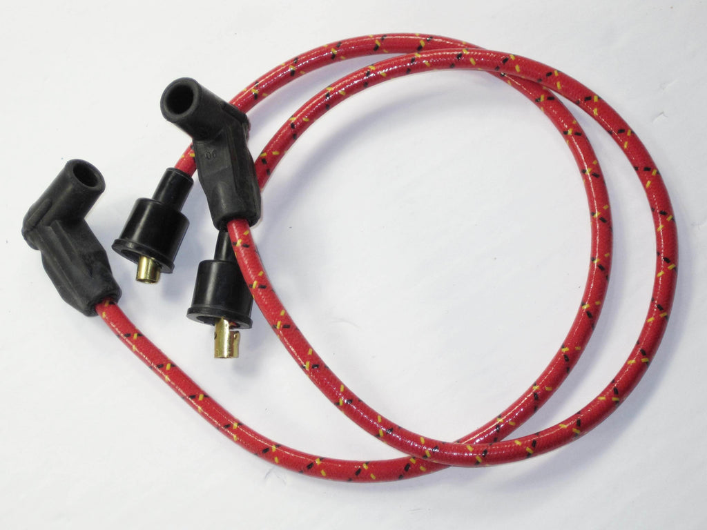 Norton P11 Ranger spark plug wires red woven cloth copper vintage style wire set 20" Matchless