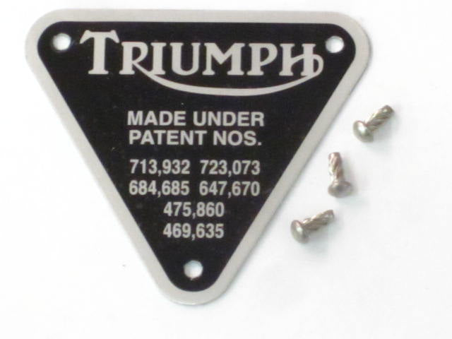 70-4016 60-1802 70-4016 PATENT PLATE TRIUMPH unit 650CC w rivets