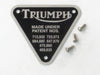 70-4016 60-1802 70-4016 PATENT PLATE TRIUMPH unit 650CC w rivets