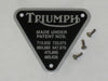 70-4016 60-1802 70-4016 PATENT PLATE TRIUMPH unit 650CC w rivets