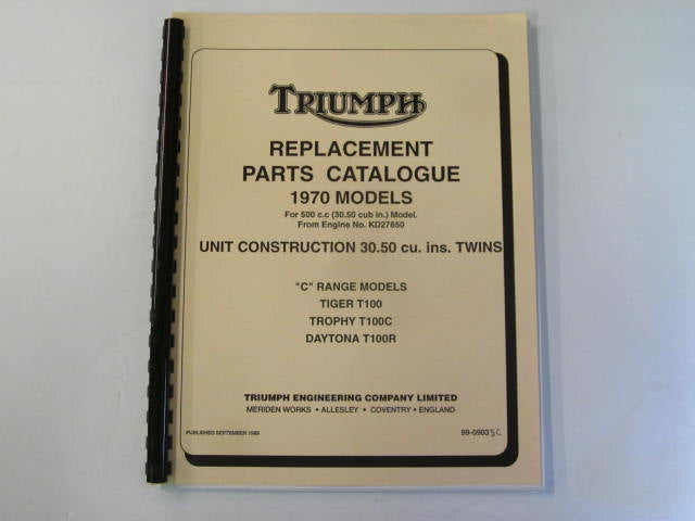 99-0903 Triumph parts book 1970 500 unit twin tiger trophy daytona