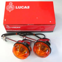 Genuine Lucas replica pair of turn signals Triumph Norton BSA flasher blinkers